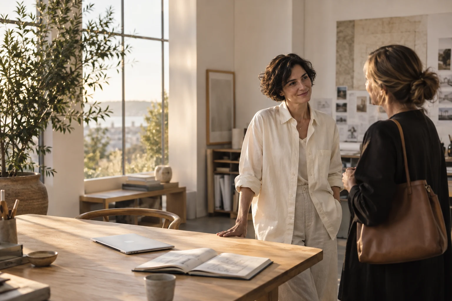Illustrative scene of a small-business owner giving her client her full attention